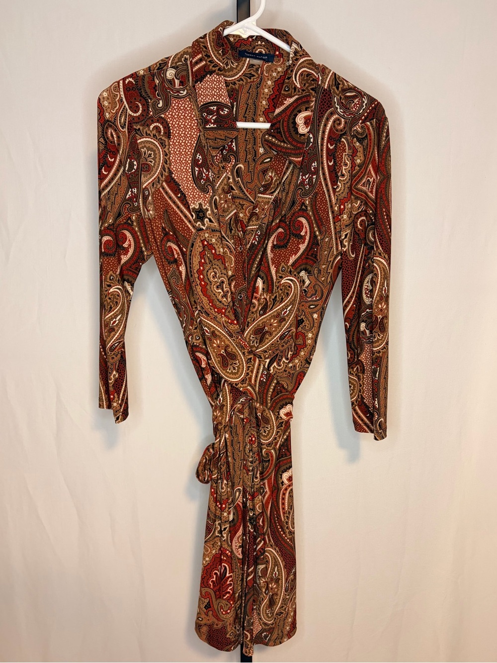 Tommy Hilfiger Long-Sleeve Paisley Wrap Dress